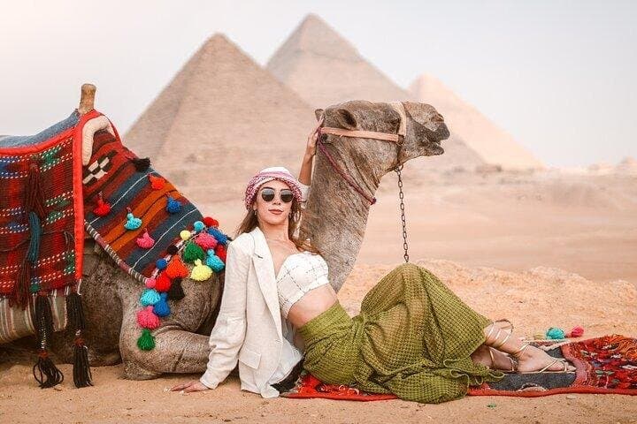 Giza Pyramids Photoshoot with Jumping Horse And Camel From Cairo