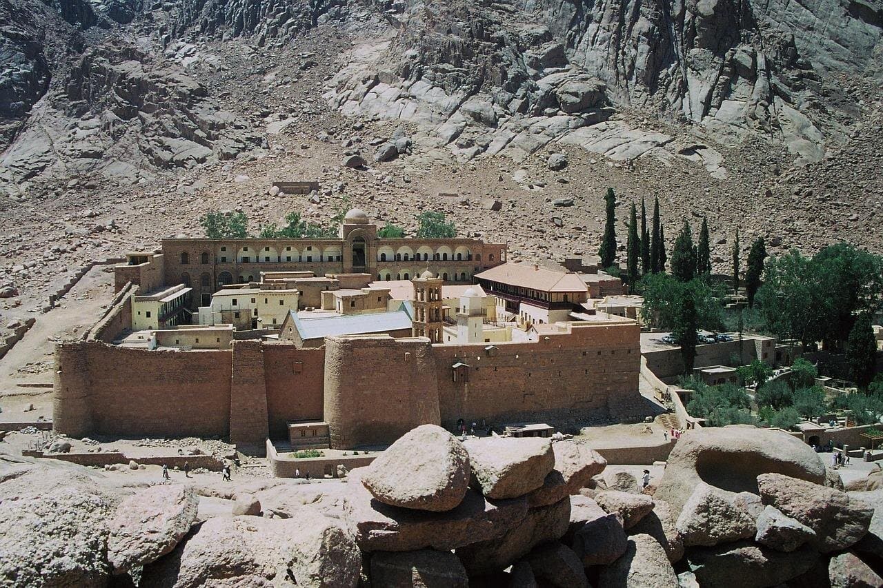 St Catherine's Monastery and the Summit of Mount Sinai from Sharm