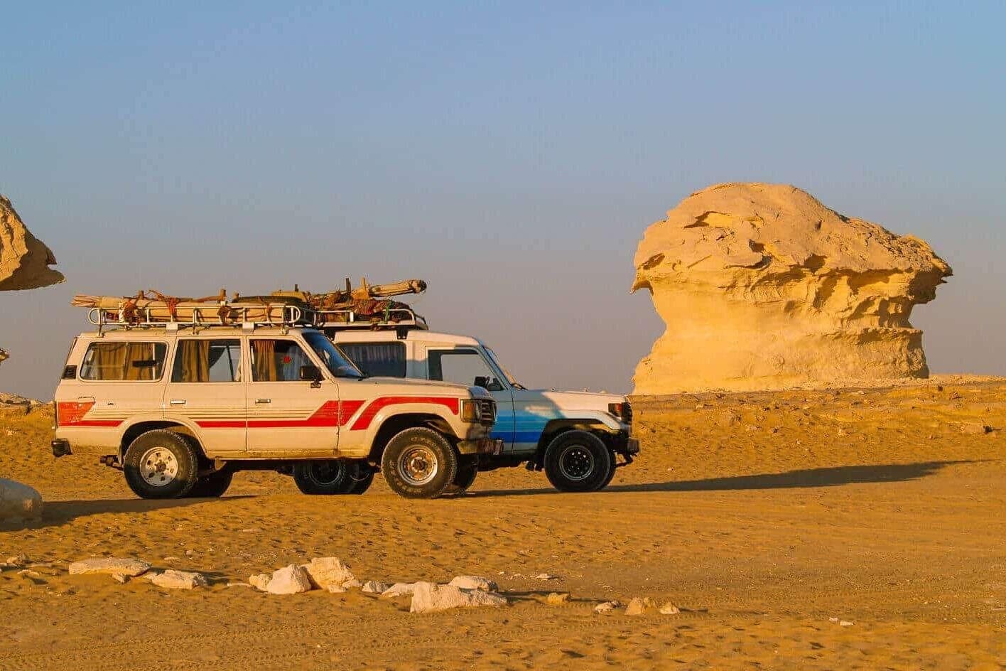 Excursion de 2 jours dans le désert blanc et noir et l'oasis au départ du Caire avec camping
