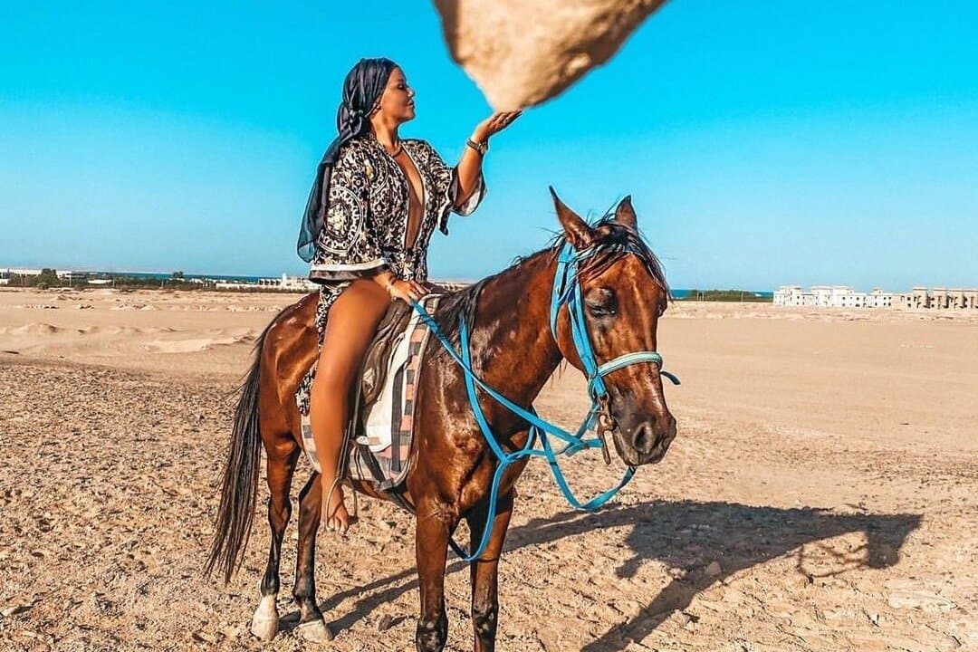 3H Horseback Ride on Beach & Desert & Swim + Transfer / Hurghada