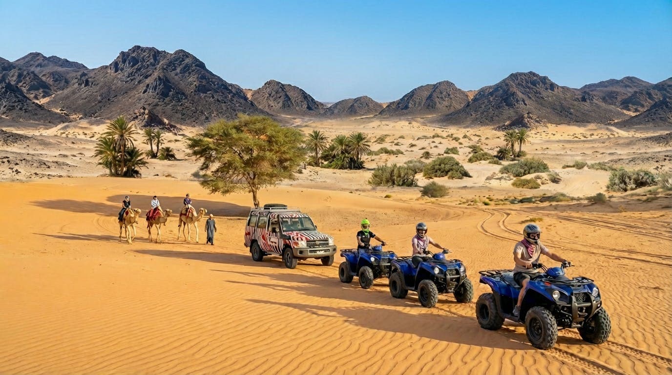 Super safari in a 4x4 plus quad bike and camel ride in Marsa Alam