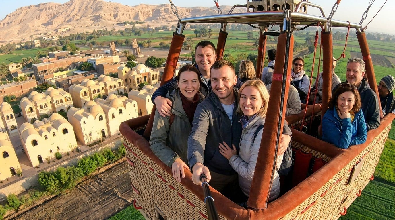 Full-day guided tour of Luxor with hot air balloon ride