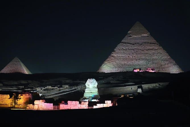 Cairo: Evening Sound & Light Show Into the History at Giza Pyramids & Entry fee