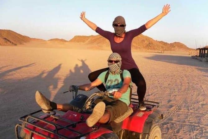 Sunset Desert Quad Bike Safari with Camel Ride and Bedouin Dinner From Hurghada