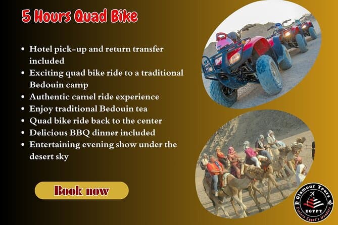 5-Hour Quad Bike Safari: Camel Ride, BBQ Dinner & Live Show