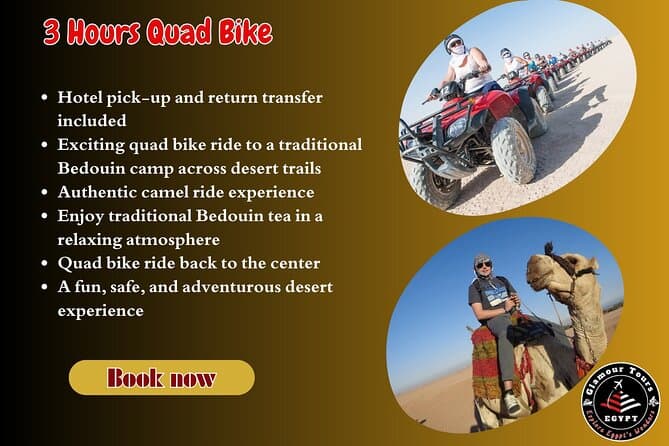 3-Hour Quad Bike Safari Hurghada: Camel Ride & Bedouin Tea