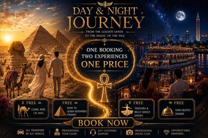 Giza Pyramids (FREE Camel, inside Pyramid & free Nile Cruise)