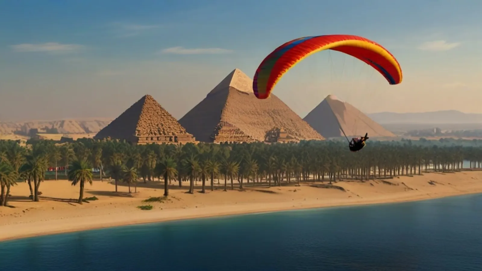 Paragliding over the Pyramids of Giza