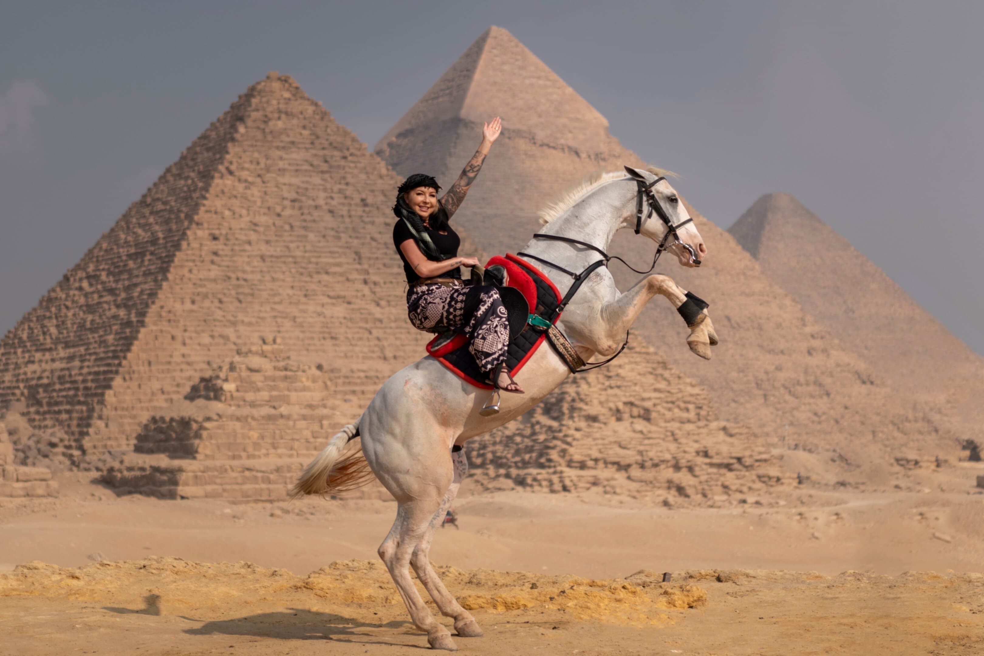 Pyramids of Giza Jumping Horse Photoshoot