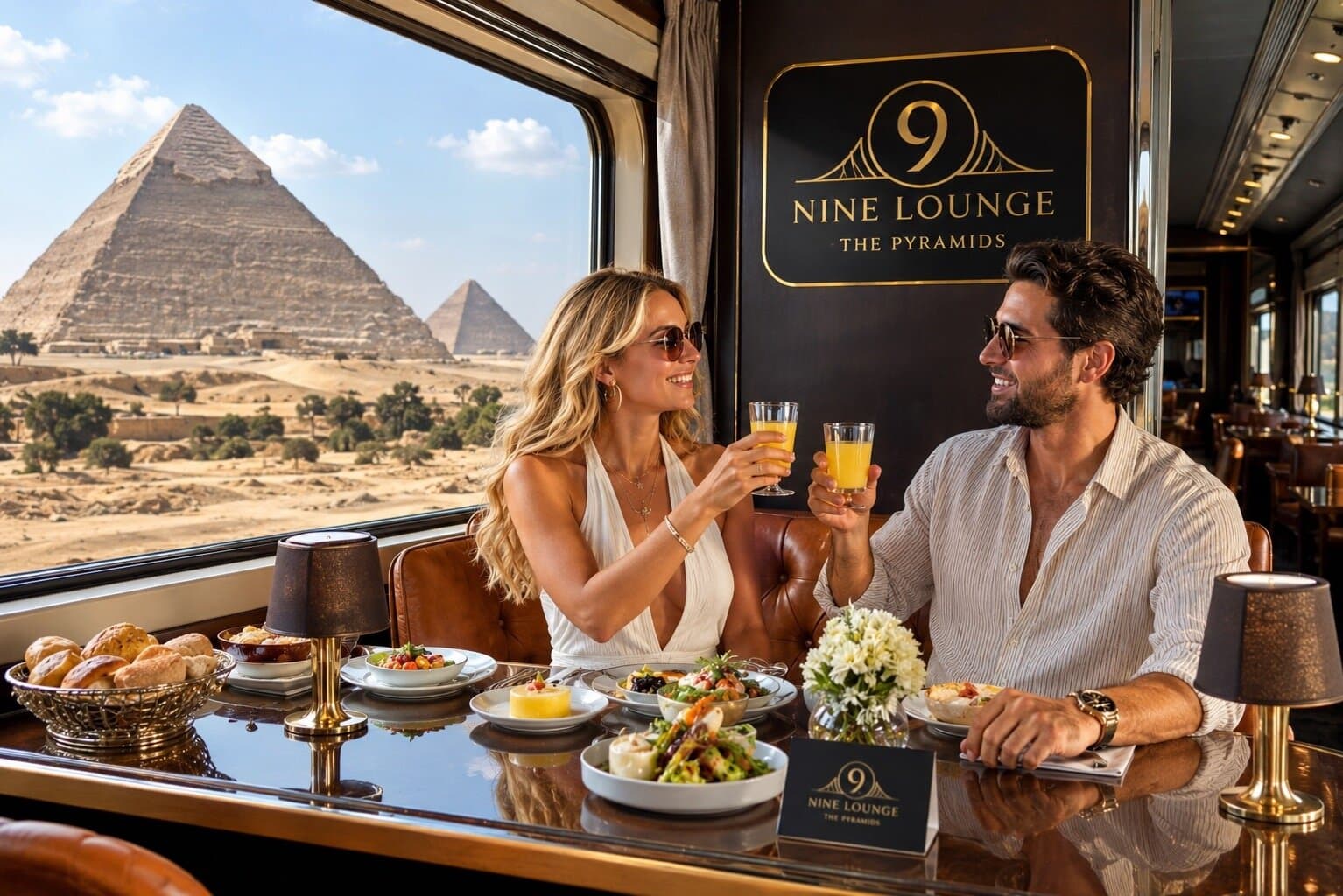 Giza pyramids with Breakfast at 9 lounge Restaurant and Sphinx