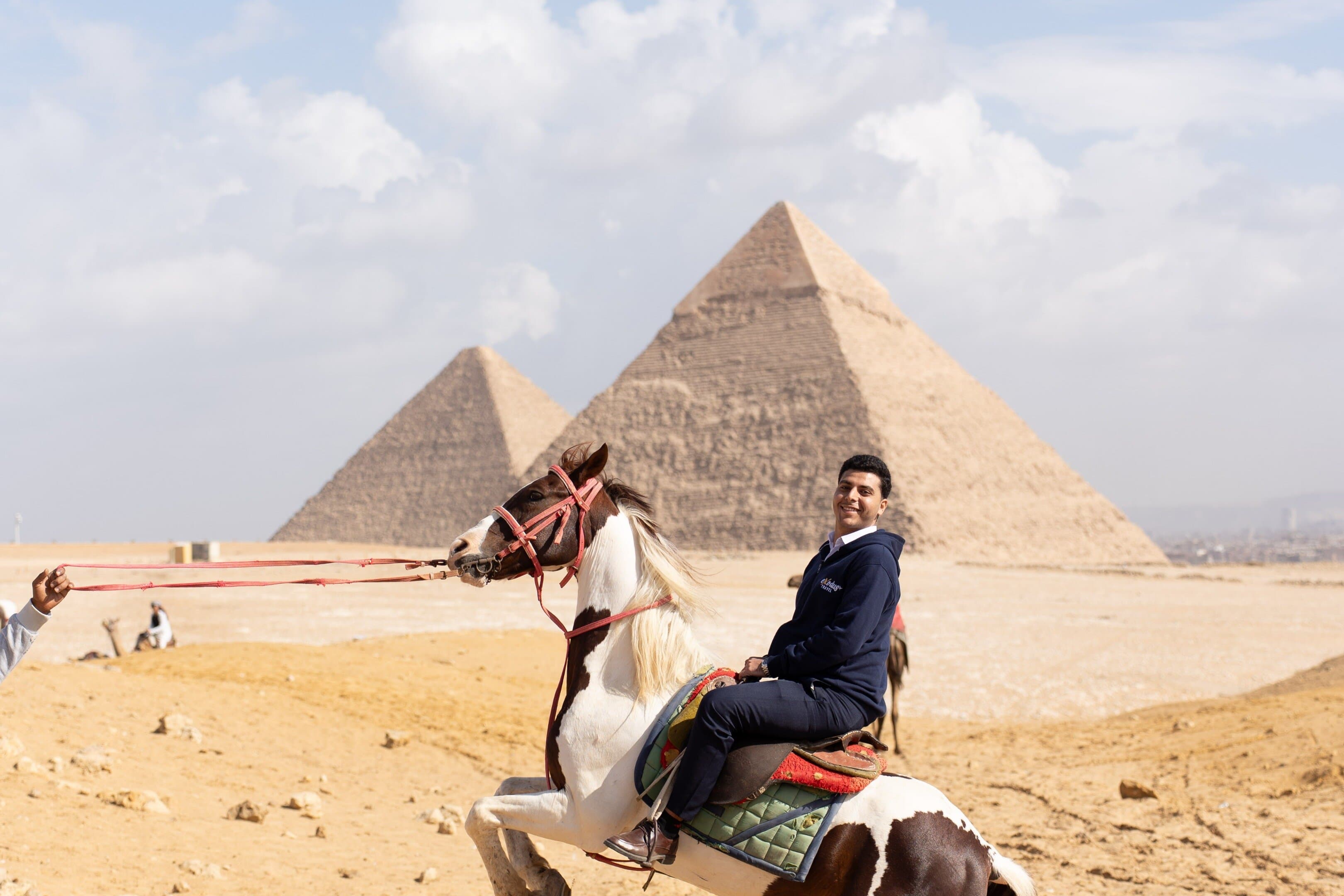 Pyramids of Giza Jumping Horse Photoshoot