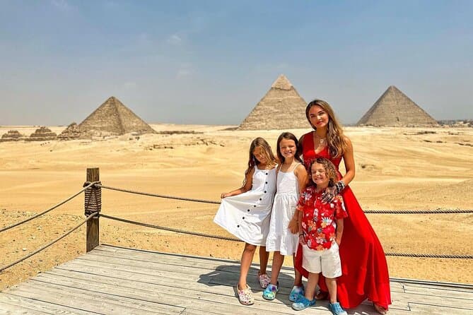Giza pyramids with the Great Sphinx and the Royal mummies museum