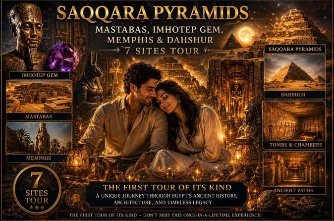 Saqqara Pyramids,Mastabas,Imhotep Gem,Memphis&Dahshur,7Sites Tour