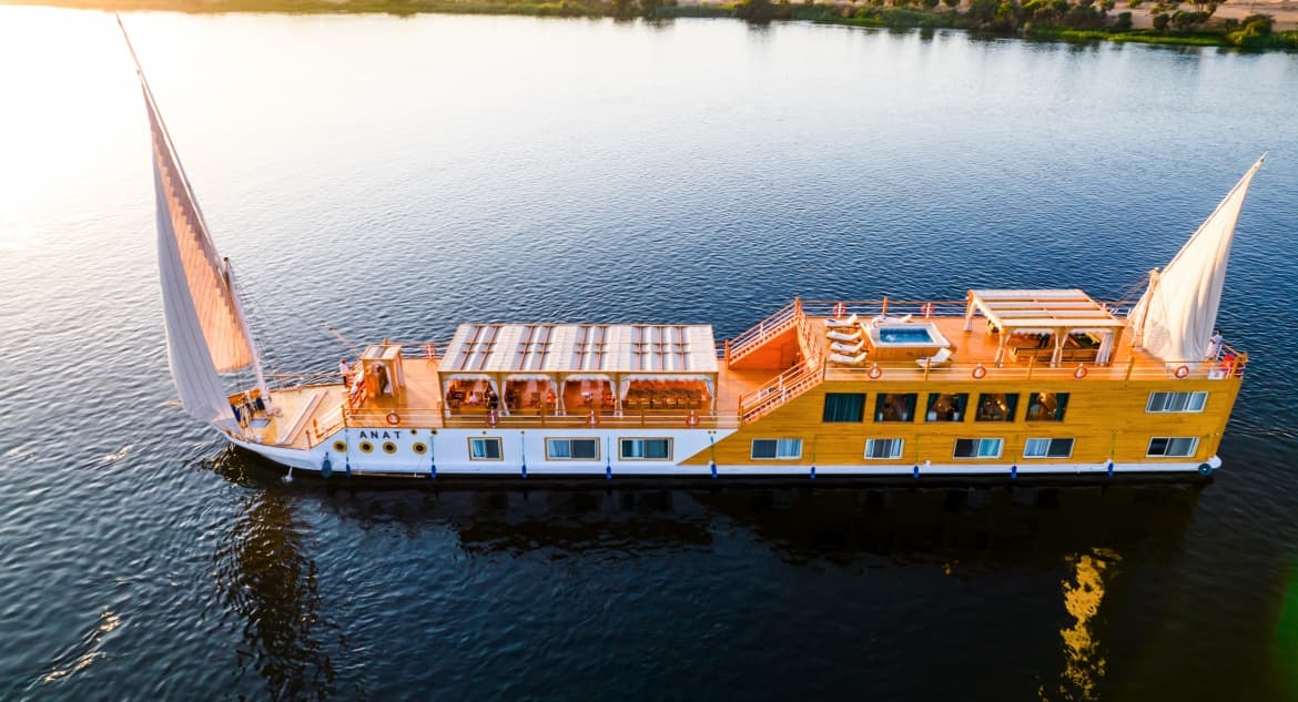 Queen Anat, a Nile dahabiya, operated by Oriental Nile Cruises