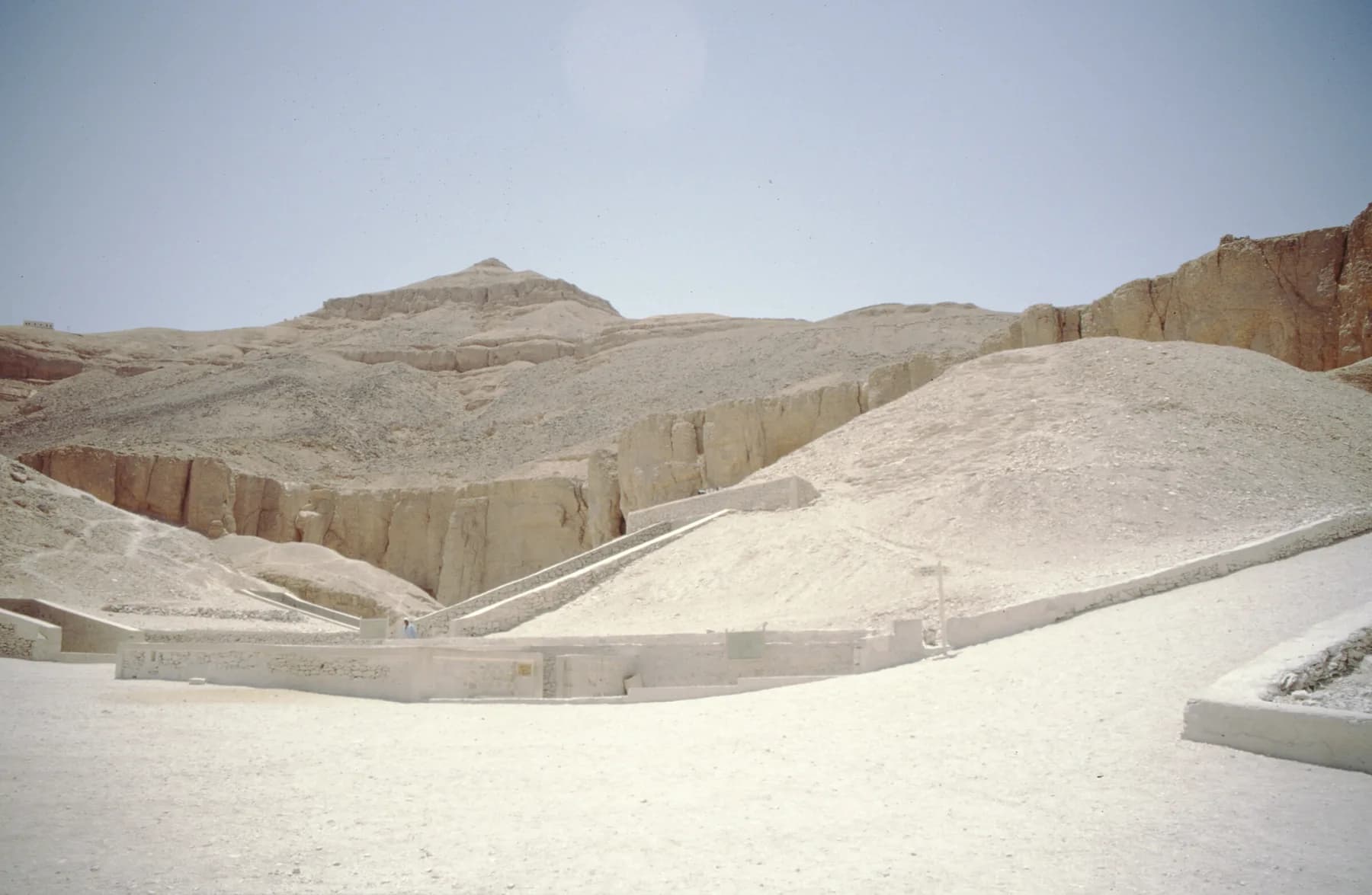 Valley of the Kings in white-hot July glare, no visitors
