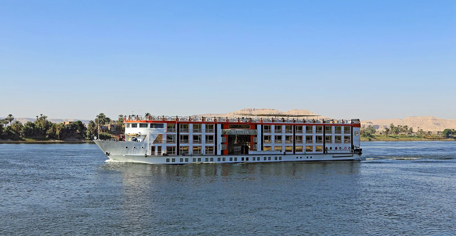 A five-star cruiser on the Nile between Luxor and Aswan