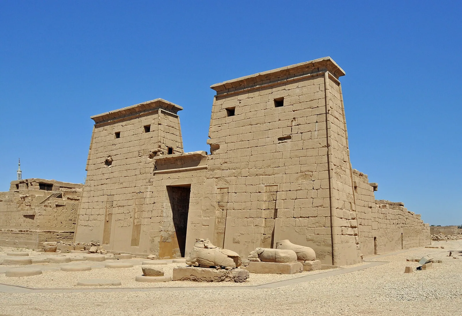 The pylon of the Temple of Khonsu inside the Karnak complex