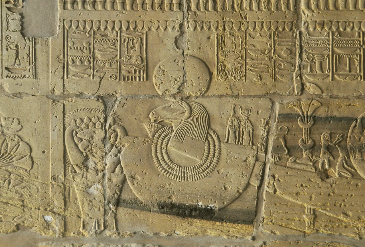 A carved and hieroglyph-covered relief panel at Karnak